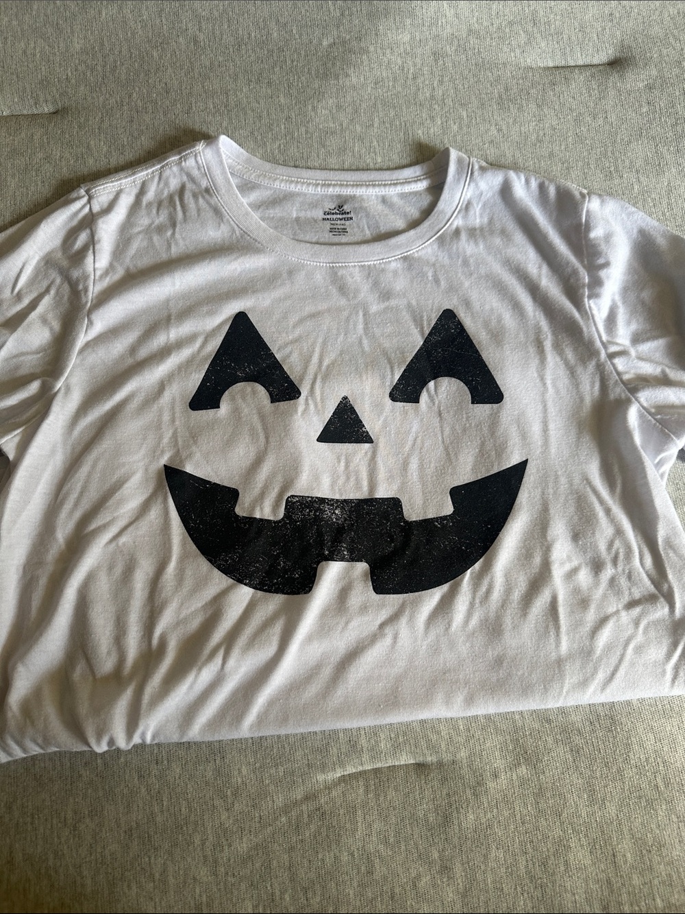 White Halloween Pumpkin Face Costume Tee